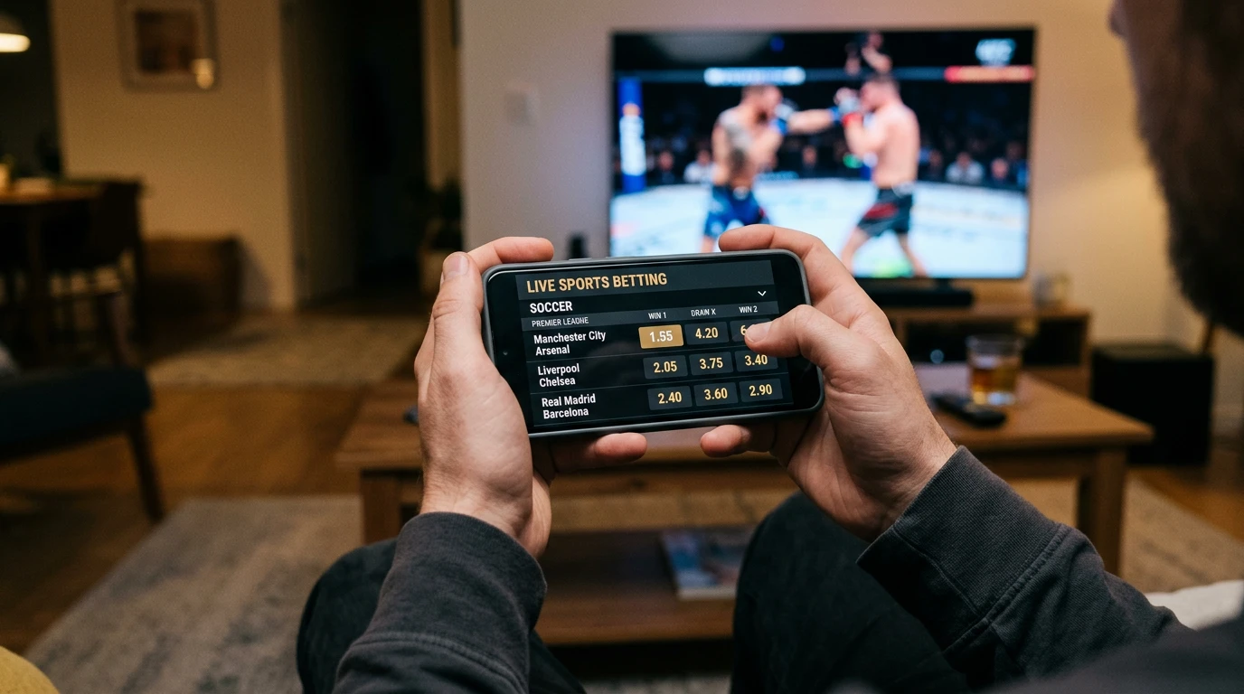 Pantalla de operador mostrando mercados de apuestas en una pelea de UFC