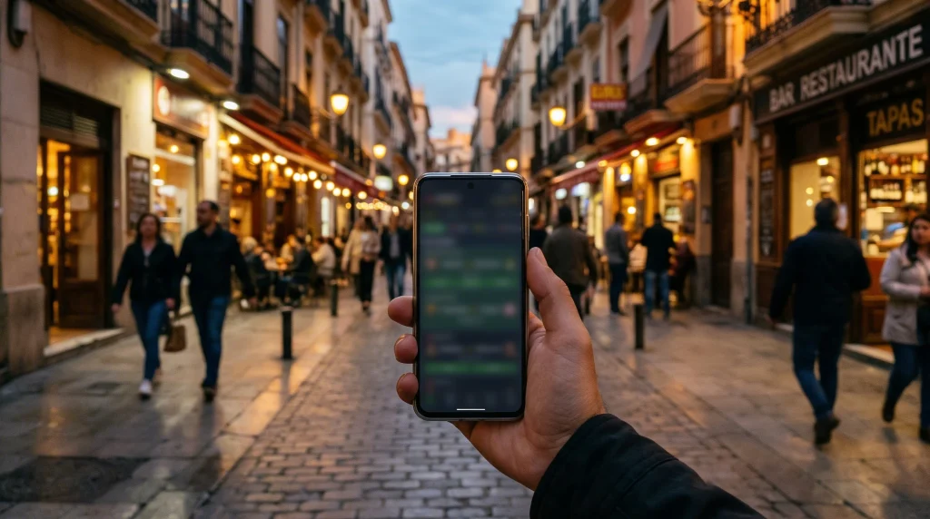 Mapa de España con iconos de apuestas deportivas online y datos de mercado