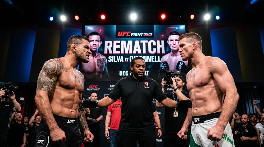 Dos peleadores de MMA cara a cara antes de una revancha en el octágono de UFC
